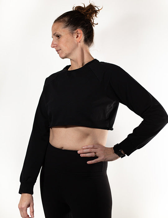 Long Sleeve Crop - Inky Black